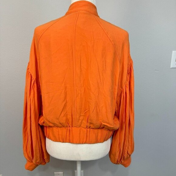 Free People Womens On Pointe Bomber Jacket Zip Front Slouchy Orange Size Small - Picture 8 of 14